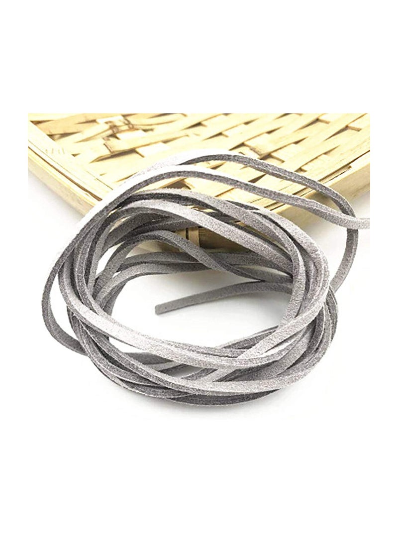 SYOSI 2.6mm Suede Cord, 100 Yards Flat Faux Leather Cord for Necklaces, Bracelets, Jewelry Making, Beading and DIY Crafts Coffee Lace with Roll Spool Bracelet Necklace Handmade(Grey) - Image 4