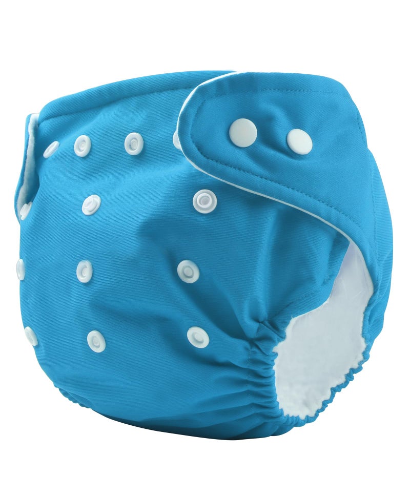Alya Pocket Button Style Solid Reusable Cloth Diaper All in One Adjustable Washable Diapers Nappies With Inserts for Toddlers/New Borns(SMALL;3-12 KGS)(BLUE, PACK OF 1) - Image 1