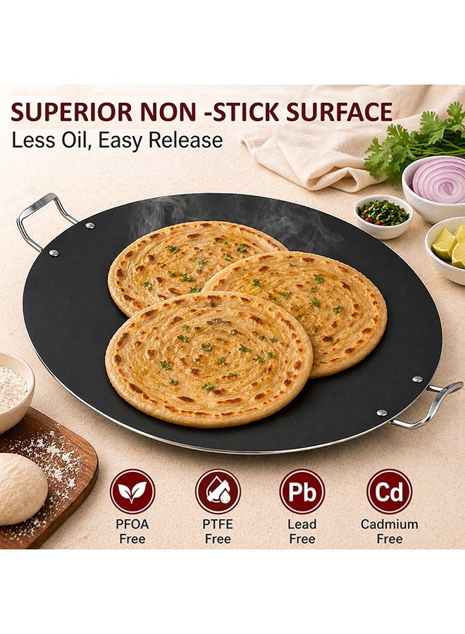 SONEX Mega Non Stick Tawa 51 cm, Extra Large Dosa Tawa Flat Pan, Heavy Gauge Family Size Cooking Surface, PFOA Free, Even Heating, Steel Handles, Gas Compatible, Paratha Roti Omelette & Snacks - Image 4