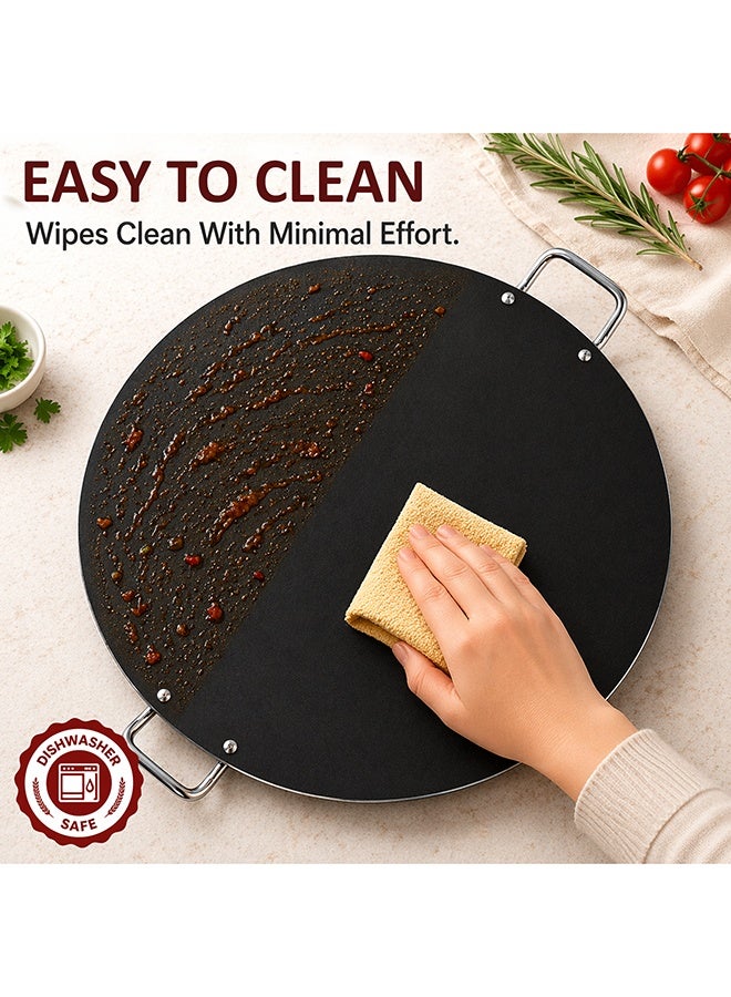 SONEX Mega Non Stick Tawa 51 cm, Extra Large Dosa Tawa Flat Pan, Heavy Gauge Family Size Cooking Surface, PFOA Free, Even Heating, Steel Handles, Gas Compatible, Paratha Roti Omelette & Snacks - Image 5