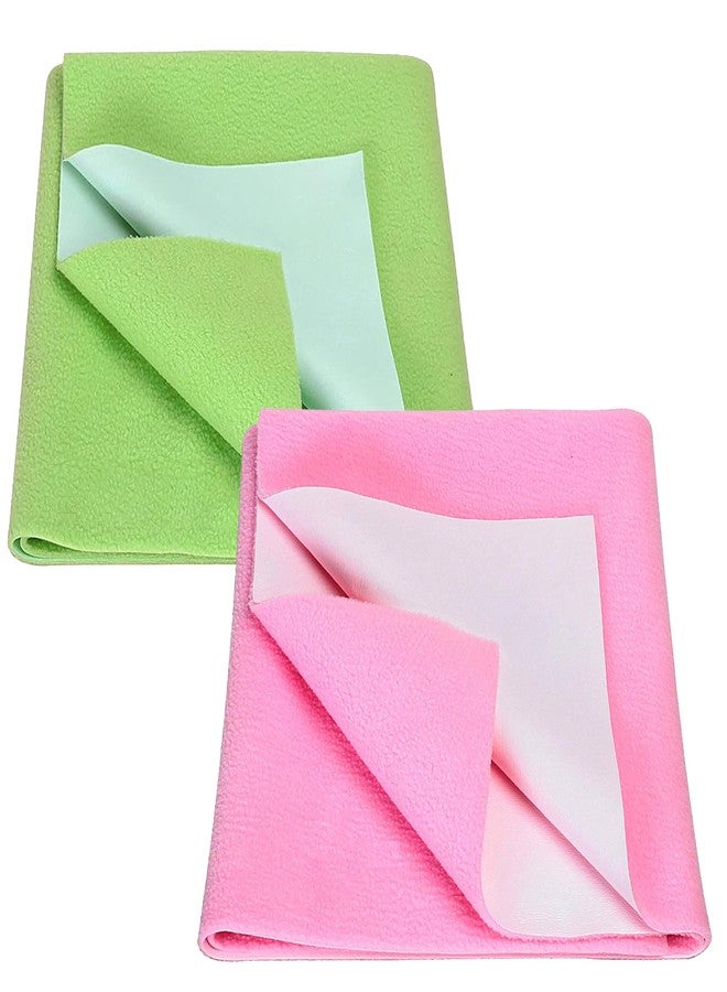 Toddylon Extra Absorbent Baby Dry Sheet | Quick Dry Sheet for New Born Baby Bed Protector, Soft & Breathable Sheet for Baby Bed (Pack of 2) (Pink & Green, Medium - 100 x 70cm)