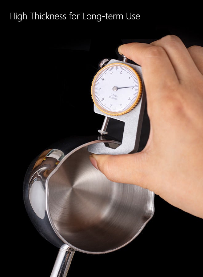 صغير صلصة وعاء SUS316L الفولاذ المقاوم للصدأ وعاء مع صب الزبدة الدفئة وعاء مع مقبض طويل لطبخ المطبخ مطعم (10 أوقية / 300 مل) - Image 5