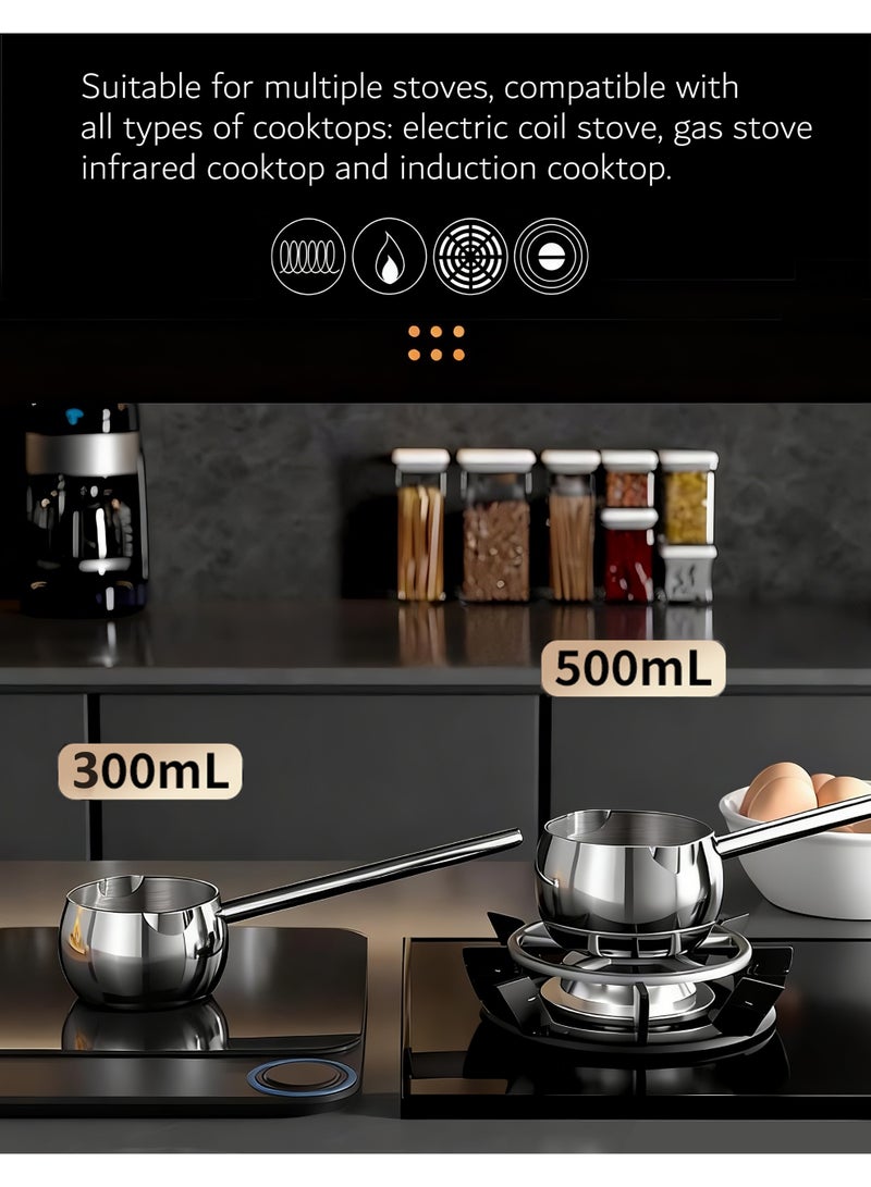DB Innov. Mini Sauce Pan SUS316L Stainless Steel Saucepan with Pour Spouts Butter Warmer Pot with Long Handle for Kitchen cooking Restaurant - Image 5