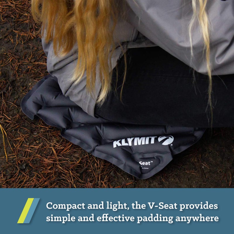 Klymit Klymit V Seat, Lightweight Inflatable Travel Cushion, Best for Camping, Bleachers, or Glassing Pad , Gray  - Image 5