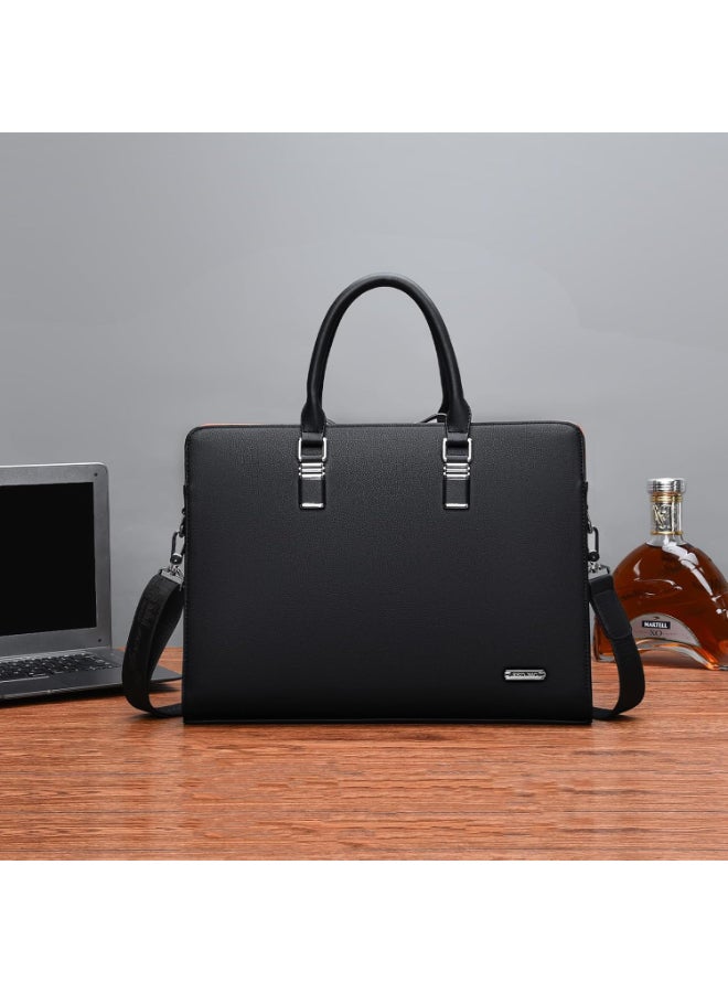 SHABILI Black Cowhide Leather Briefcase Laptop Bag Office Bag Tote Bag Notebook Bag Gents Bag President Bag Shoulder Crossbody Satchel Messenger Handbag Portable for Men Business Work Daily Use Capacity - Image 2