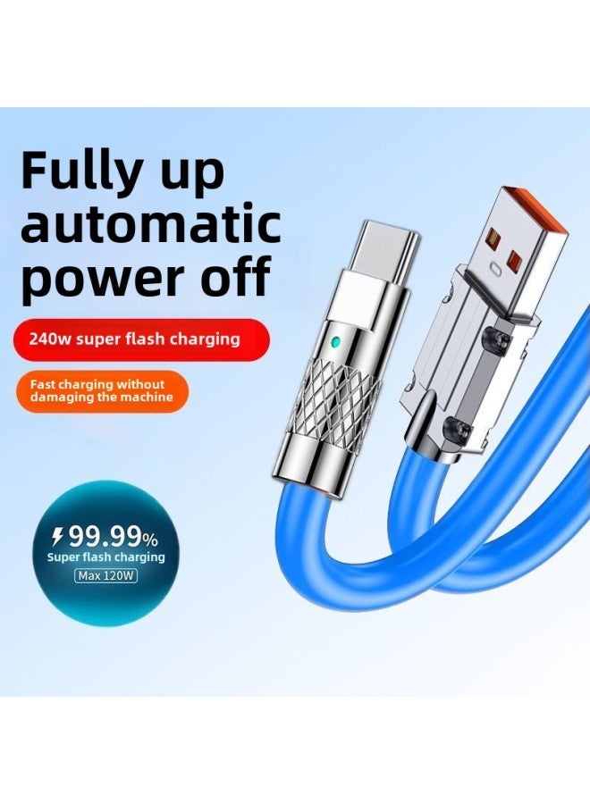 USB Cable Android Rotating With Light 500W Flash Charging Data Cable Bold Fast Charging For Huawei OPPO Glory-Color:240w Direct Plug Luminous Zinc Alloy  Type-c- 1.05m Special Grade Copper Core - Du  - Image 1