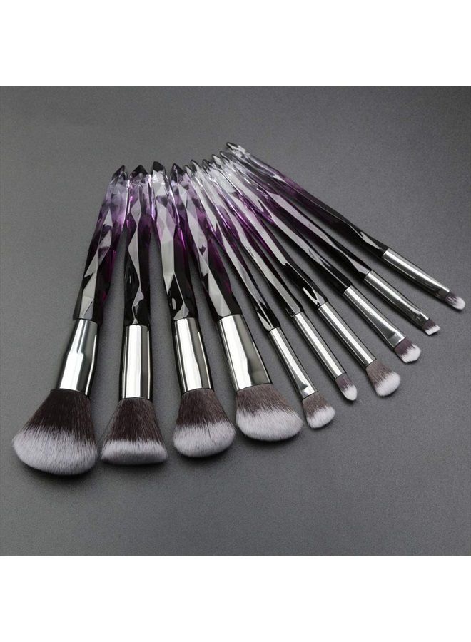Tenmon Makeup Brushes Crystal Handle Set, Professional make up brushes Tenmon 10 PCS Crystal Transparent Handle Kabuki Face Powder Foundation Brush Concealer Eye Shadow Eyeliner Eyebrow Brush (purple) - Image 5