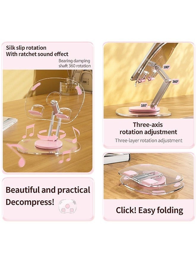 XiuWoo - Acrylic Mobile Phone Tablet Holder Rotating Desktop Tablet Universal Lifting Telescopic Adjustable Folding - Image 1