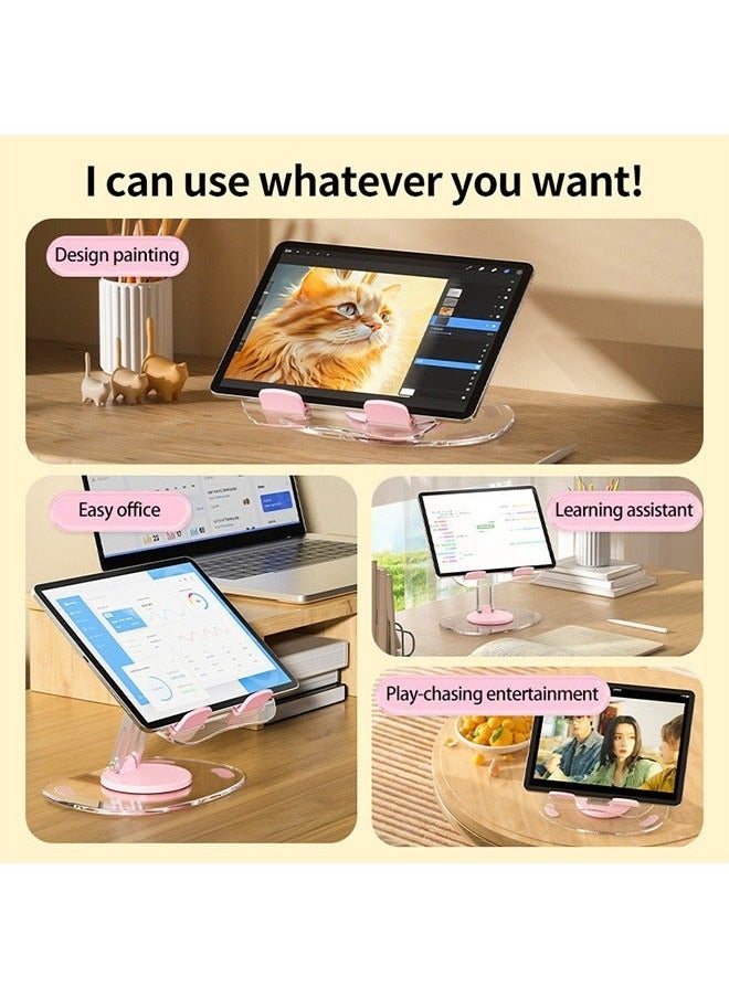 XiuWoo - Acrylic Mobile Phone Tablet Holder Rotating Desktop Tablet Universal Lifting Telescopic Adjustable Folding - Image 1