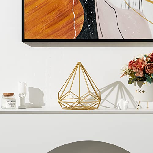 HLQMFHT 6 inches-Bright Gold Iron Sphere-Diamond Shape, Geometric Sculpture Decorative Sphere,Tabletop Decorations for Living Room, Study，Bedroom，Modern Home Decor Accents - Image 3