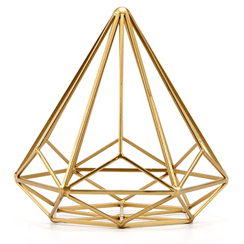 HLQMFHT 6 inches-Bright Gold Iron Sphere-Diamond Shape, Geometric Sculpture Decorative Sphere,Tabletop Decorations for Living Room, Study，Bedroom，Modern Home Decor Accents - Image 1