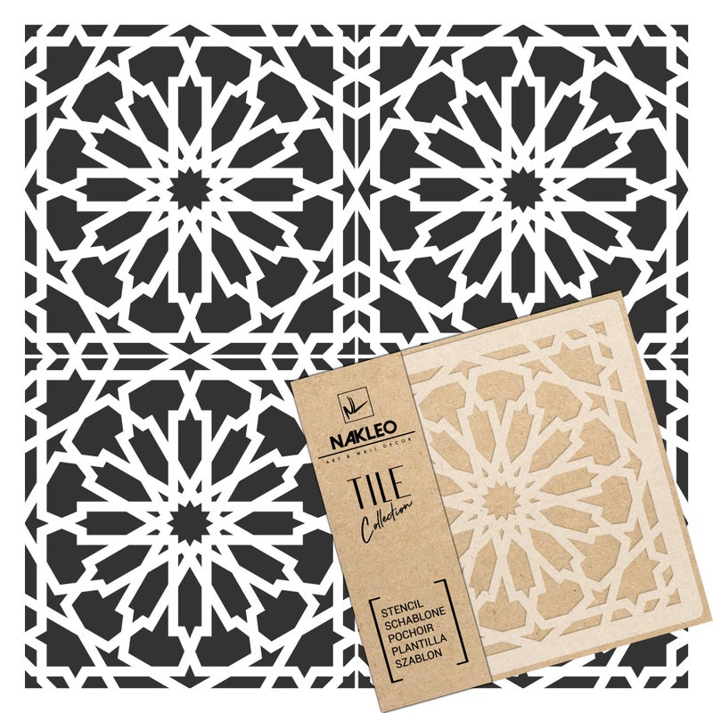 قالب بلاستيكي قابل لإعادة الاستخدام من NAKLEO Vilar 10x10 سم 39 × 39 نجمة مغربية إسبانية هندسية بلاط خرساني طلاء جدران