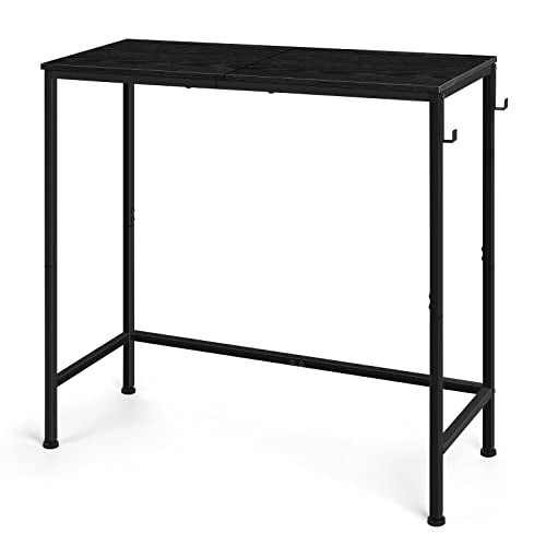 Black Modern Narrow Entryway Table  Skinny Sofa Table with Hooks for Living Room Foyer Bedroom Corridor Office