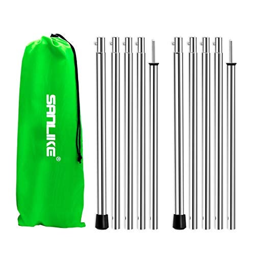 SAN LIKE Tent Pole Telescopic Adjustable tarp Poles for Camping Canopy Awning Shelter Backpacking Hiking Adjustable Length  Steel