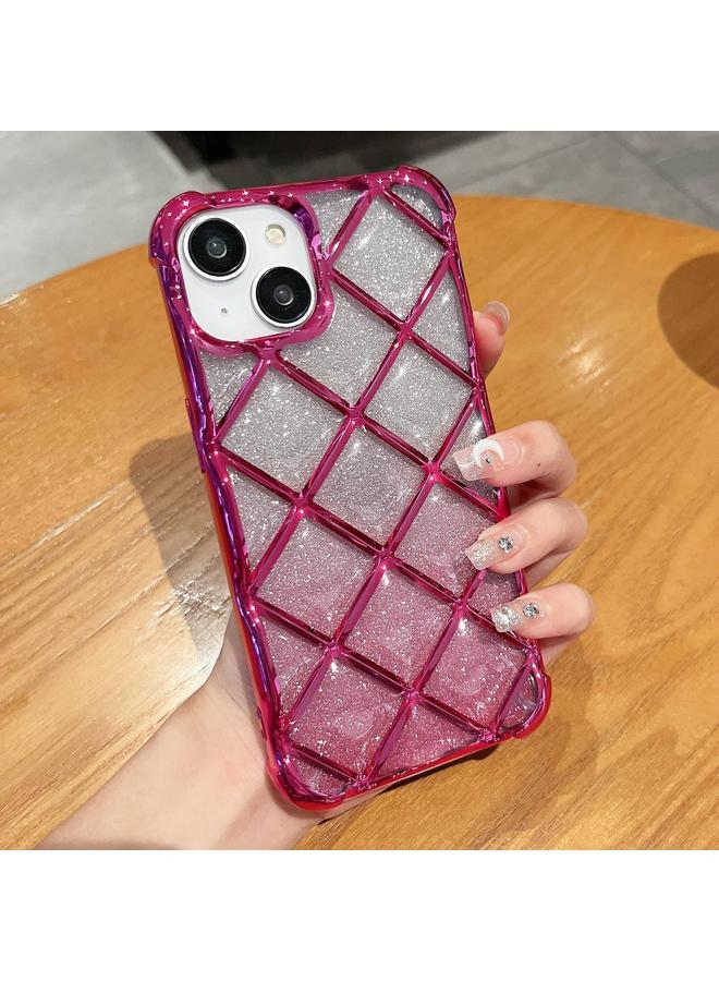 اس-توب جراب لهاتف iPhone 15 مصنوع من ورق لامع ومطبوع عليه شبكة ألماس ثلاثية الأبعاد - Image 1