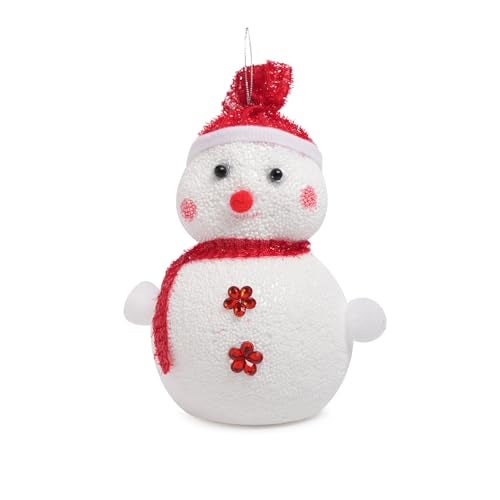 ProKart Christmas Foam Medium Cute Iceman Figure with Elegant Hat for Christmas Party Decor - White Red | Xmas Glowing Snowman Doll Vintage Ornaments Set for Home Decor (Red & White Snowman) - Image 2
