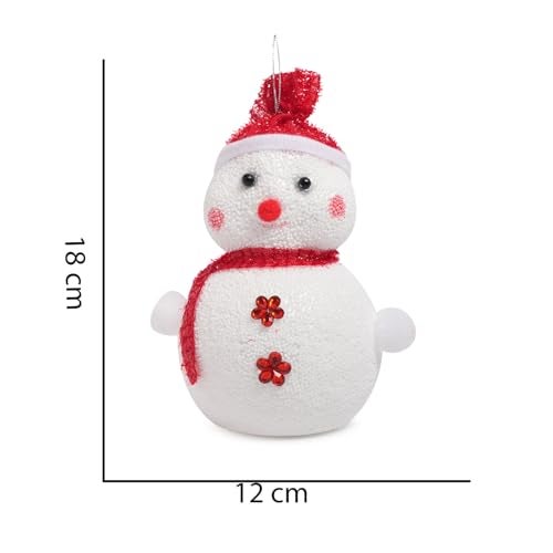 ProKart Christmas Foam Medium Cute Iceman Figure with Elegant Hat for Christmas Party Decor - White Red | Xmas Glowing Snowman Doll Vintage Ornaments Set for Home Decor (Red & White Snowman) - Image 3