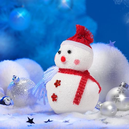 ProKart Christmas Foam Medium Cute Iceman Figure with Elegant Hat for Christmas Party Decor - White Red | Xmas Glowing Snowman Doll Vintage Ornaments Set for Home Decor (Red & White Snowman) - Image 1