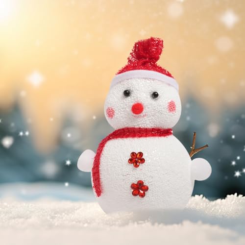 ProKart Christmas Foam Medium Cute Iceman Figure with Elegant Hat for Christmas Party Decor - White Red | Xmas Glowing Snowman Doll Vintage Ornaments Set for Home Decor (Red & White Snowman) - Image 5