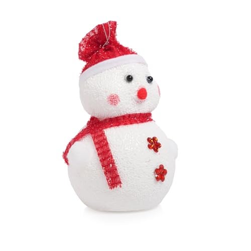 ProKart Christmas Foam Medium Cute Iceman Figure with Elegant Hat for Christmas Party Decor - White Red | Xmas Glowing Snowman Doll Vintage Ornaments Set for Home Decor (Red & White Snowman) - Image 4