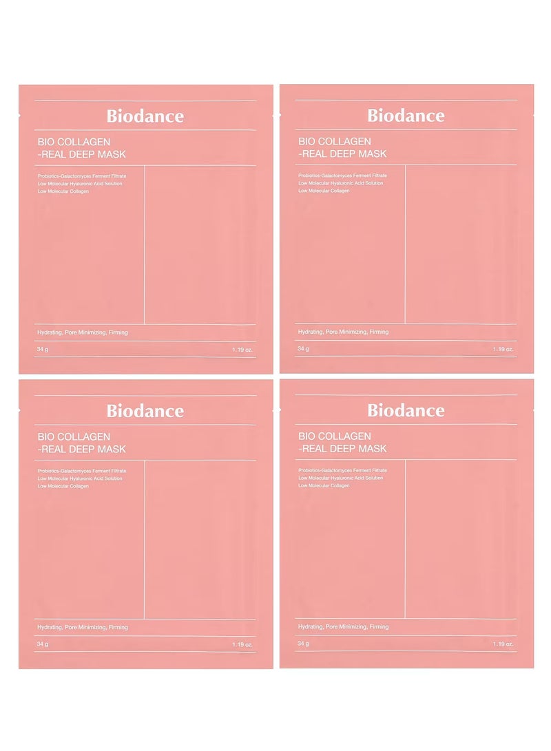 Biodance, Bio Collagen-Real Deep Beauty Mask, 4 Sheets, 1.19 oz (34 g) Each - Image 1