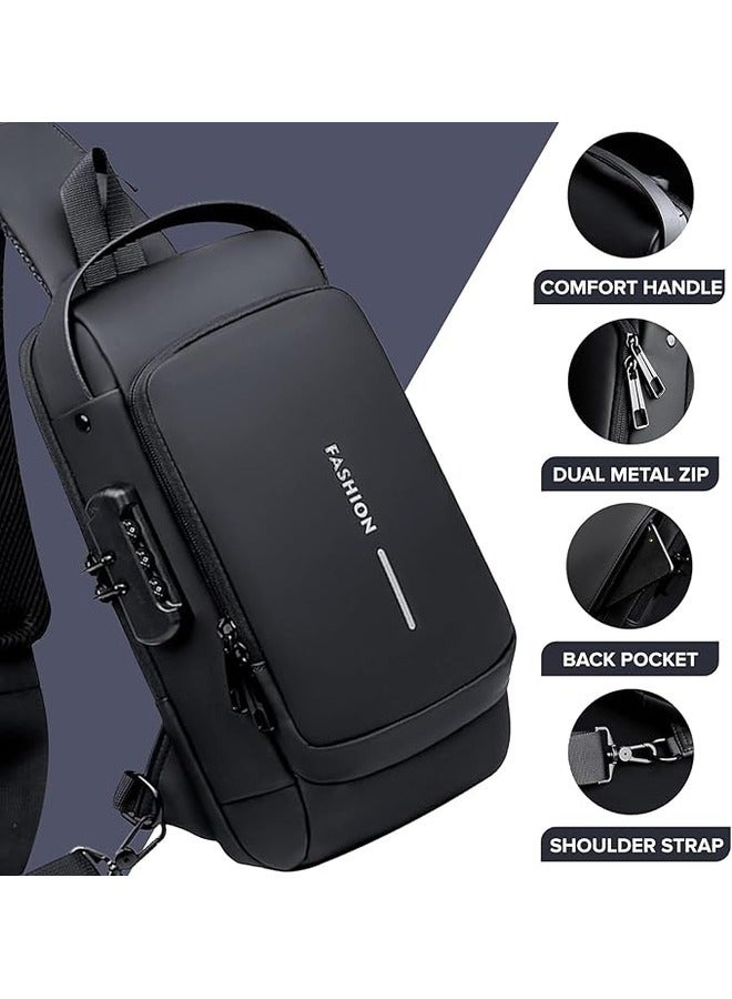 Generic Men's Sling Shoulder Backpack,Anti-theft Chest Bag Waterproof Shoulder Crossbody Bag, Lightweight One Strap Sling Bag with USB Charging Port for Hiking Cycling Travelling Outdoor  - Image 3