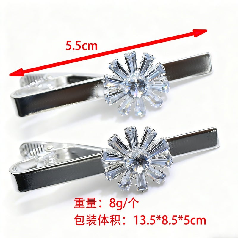Xin Long Tai Crystal Zircon Tie Clip for Men and Women, Elegant Business Accessory with Diamond-Inlaid Design - Image 4