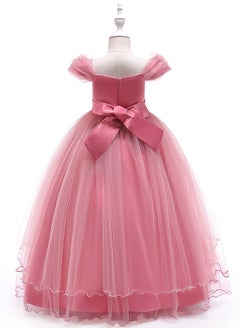 Best Gift Fashion Kid Long Dress For Birthday Wedding Party Pink Color  - Image 3