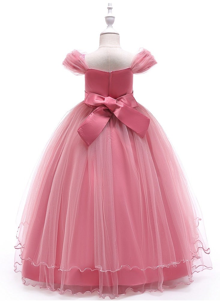 Best Gift Fashion - Kid Long Dress For Birthday Wedding Party Pink Color - Image 1