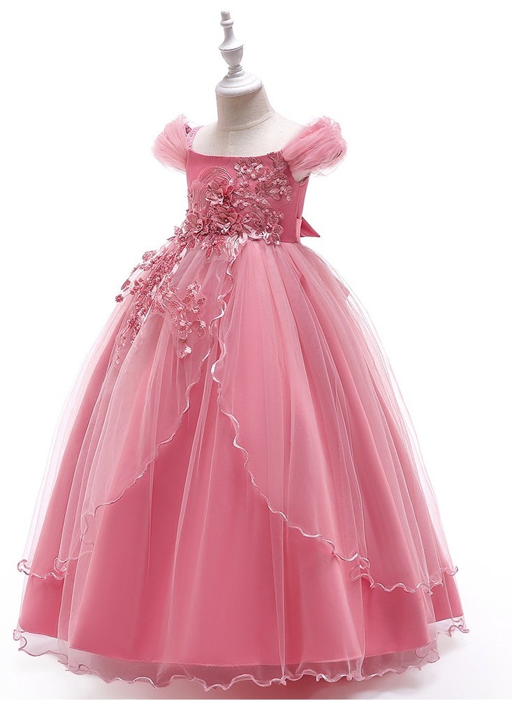 Best Gift Fashion - Kid Long Dress For Birthday Wedding Party Pink Color - Image 1