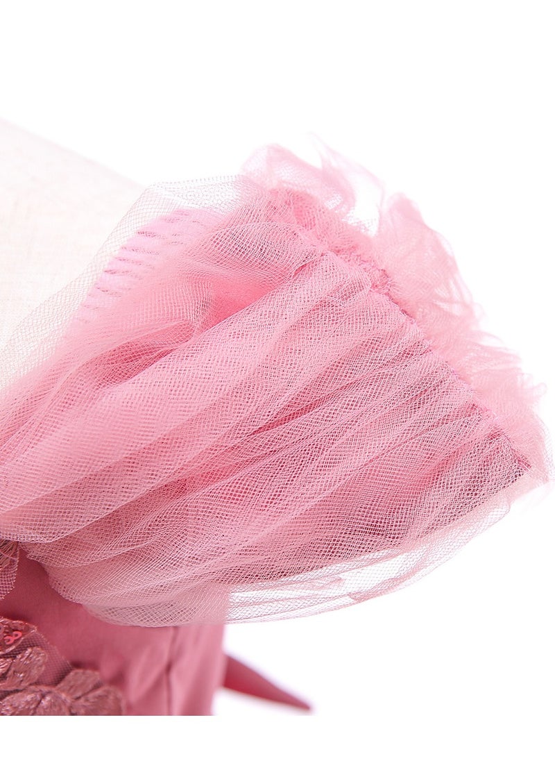 Best Gift Fashion - Kid Long Dress For Birthday Wedding Party Pink Color - Image 1