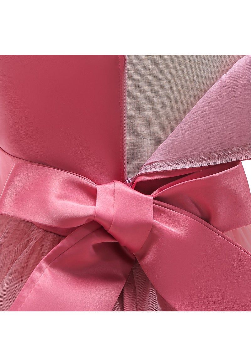 Best Gift Fashion - Kid Long Dress For Birthday Wedding Party Pink Color - Image 1