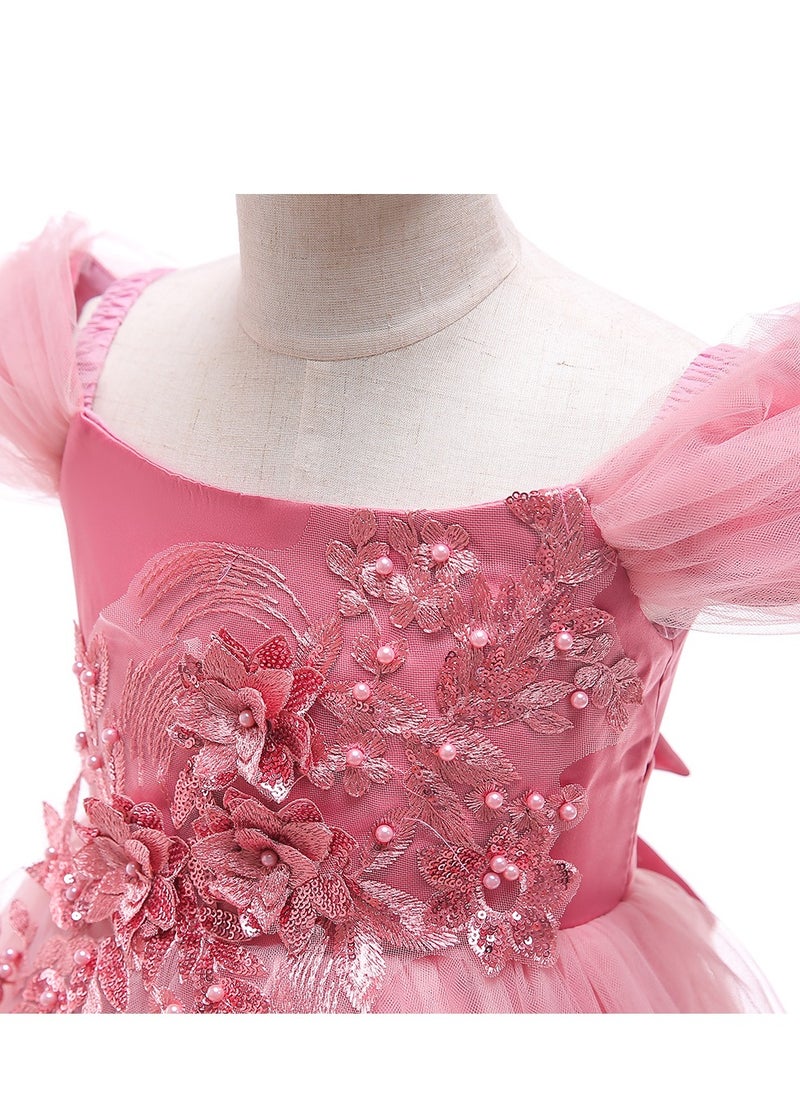 Best Gift Fashion - Kid Long Dress For Birthday Wedding Party Pink Color - Image 1