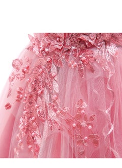 Best Gift Fashion Kid Long Dress For Birthday Wedding Party Pink Color  - Image 4