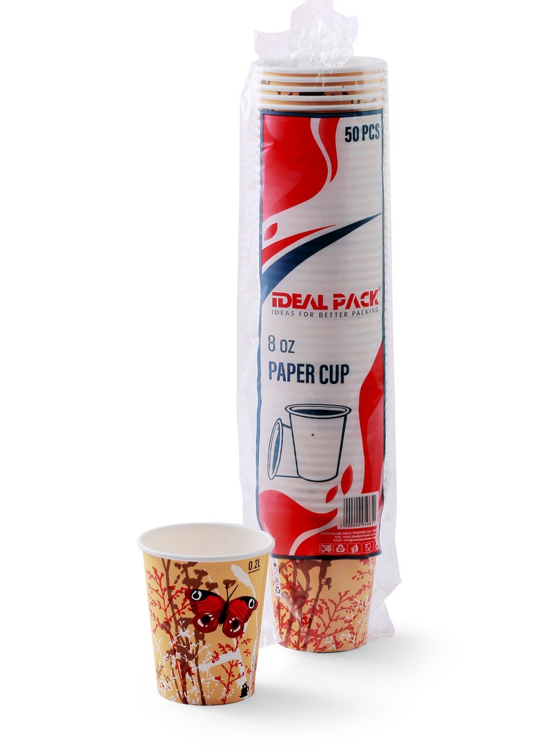 IDEAL PACK PAPER CUP 8 OZ DISPOSABLE CUP PACK OF 50 PCS - Image 2