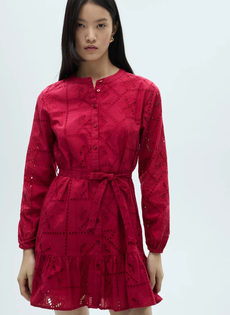 MANGO Peonia-H Balloon Sleeve Belt Detailed  Dress