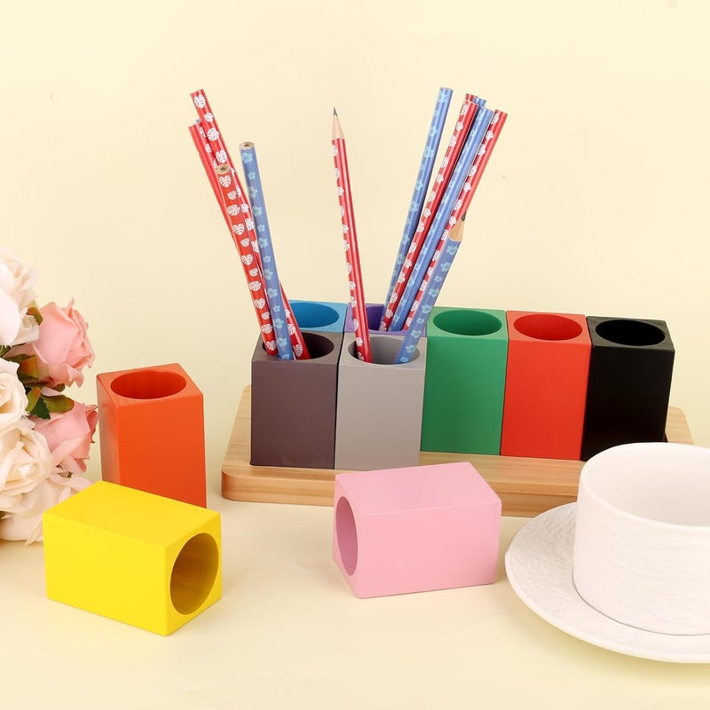Diegimr Wooden Colored Pencil Holder, Montessori Desk Organizer with 10 Colorful Cups for Home Office School Classroom Markers Crayons Pens Storage (Pencils Not Included) - Image 3
