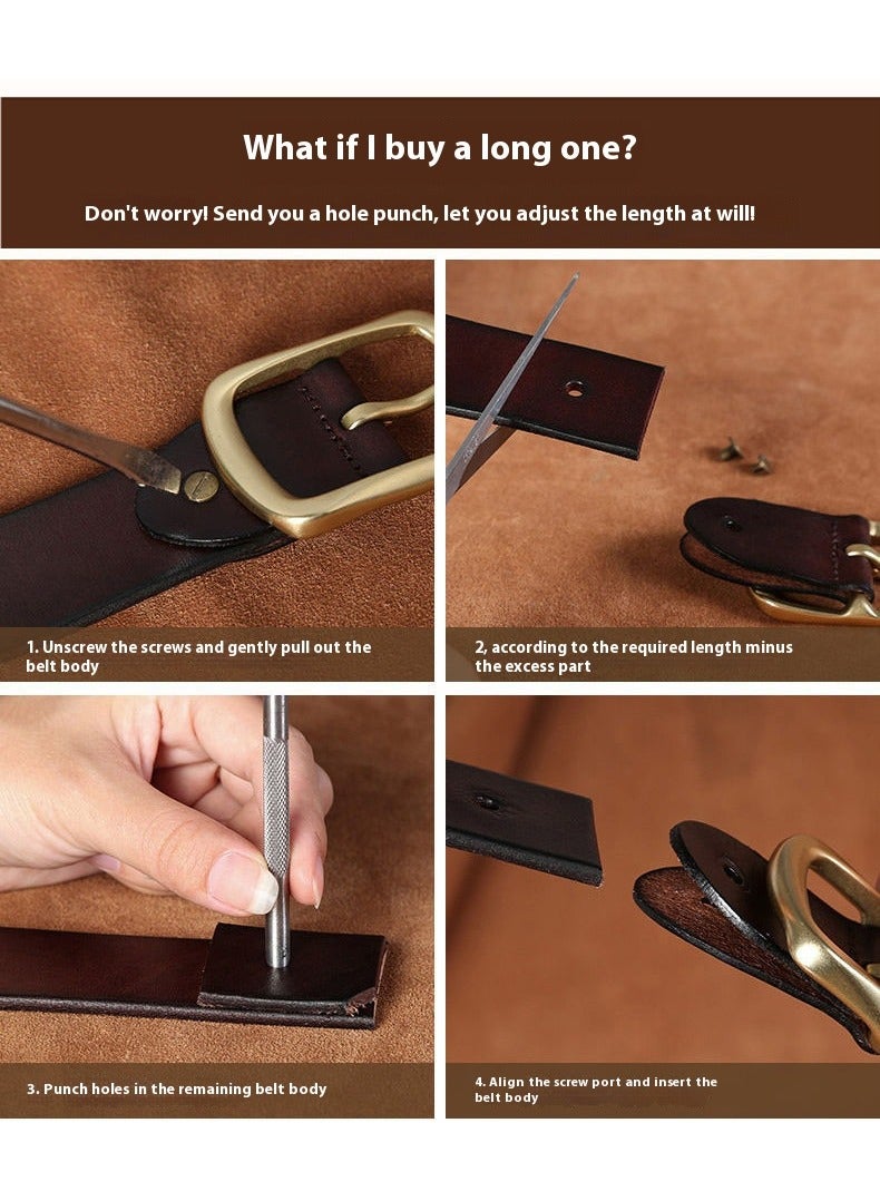 Men's Belts, Leather Belts, Genuine Leather Dress Belts for Men, Men Classic Vintage Pin Buckle Leather Belt, for Jeans, Trousers, Formal, Casual, Cowboy & Work Wear  - Image 5