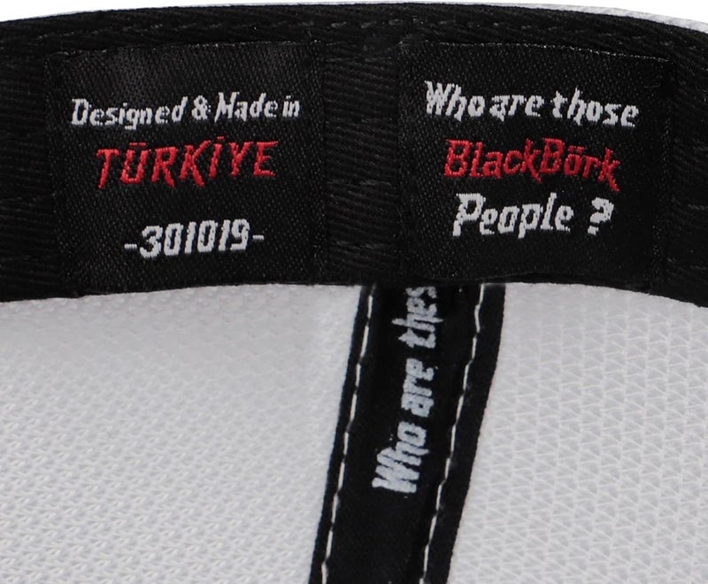 Black Börk V2 Trucker Royalty - 1 Unisex Black-White Cordura Fabric Hat (Cap) with Code Logo  - Image 4