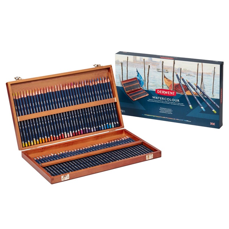 Derwent Colored Pencils WaterColour Water Color Pencils Drawing Art Wooden Box 72 Count 32891
