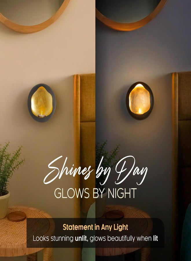 NativeSkins Solara Metal Wall Sconce Candle Holder - Set of Two - Wall Candle Sconces Holders in Modern Graphite Grey Gold Interior Hanging Candelabra Decor - Image 5