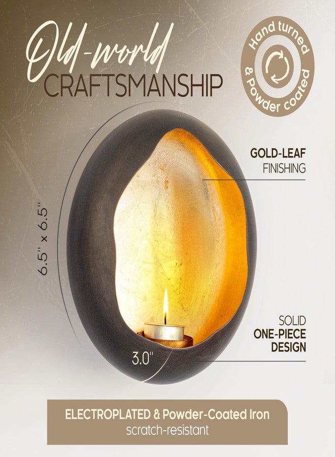 NativeSkins Solara Metal Wall Sconce Candle Holder - Set of Two - Wall Candle Sconces Holders in Modern Graphite Grey Gold Interior Hanging Candelabra Decor - Image 3