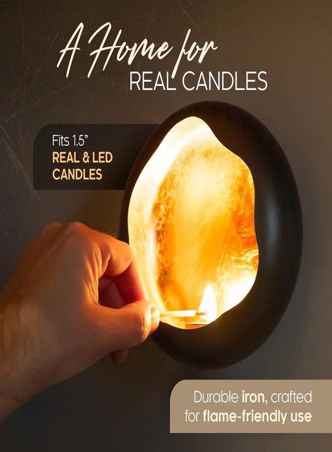 NativeSkins Solara Metal Wall Sconce Candle Holder - Set of Two - Wall Candle Sconces Holders in Modern Graphite Grey Gold Interior Hanging Candelabra Decor - Image 4