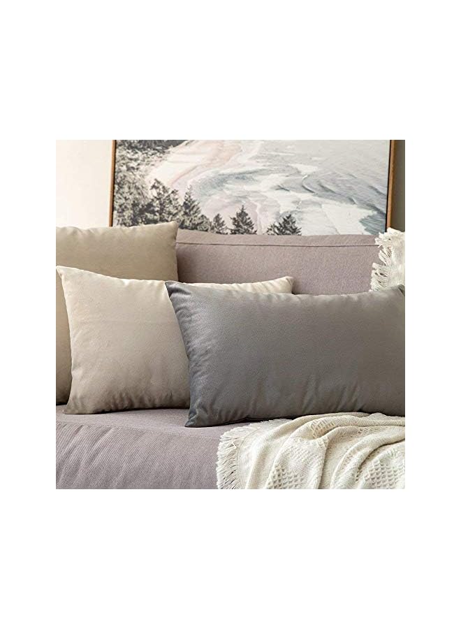 IAF Two-Sided Washable Velvet Cushion Cover Pack of 1-12 x 20 Inches / 30 x 50 cm - Light Grey - Soft Pillow Covers Cushion Case for Sofa Bedroom Livingroom Chair Car, Cushion Cover - Image 2