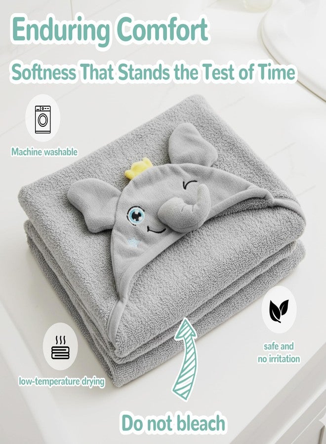HECCEI HoodieHug Baby Towels, Premium Coral Fleece Bath Towel with Large Size-Ultra Absorbent for Baby Comfort- Great Gift for Newborn, Toddler and Kid (Elephant) - Image 4