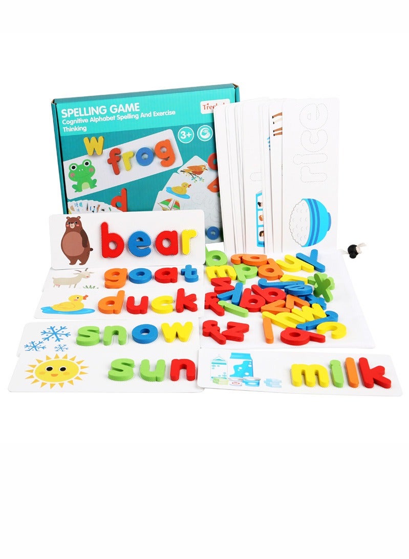 Beauenty See and Spell Learning Toys, Wooden Educational Matching Letter Games Toys Develops Alphabet Words Spelling Skills Letter Block Great Gift for 3 Years up Girls Boys - Image 1