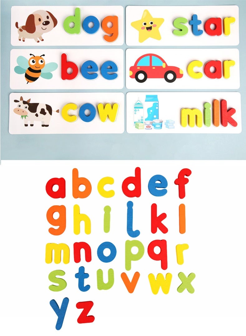 Beauenty See and Spell Learning Toys, Wooden Educational Matching Letter Games Toys Develops Alphabet Words Spelling Skills Letter Block Great Gift for 3 Years up Girls Boys - Image 5