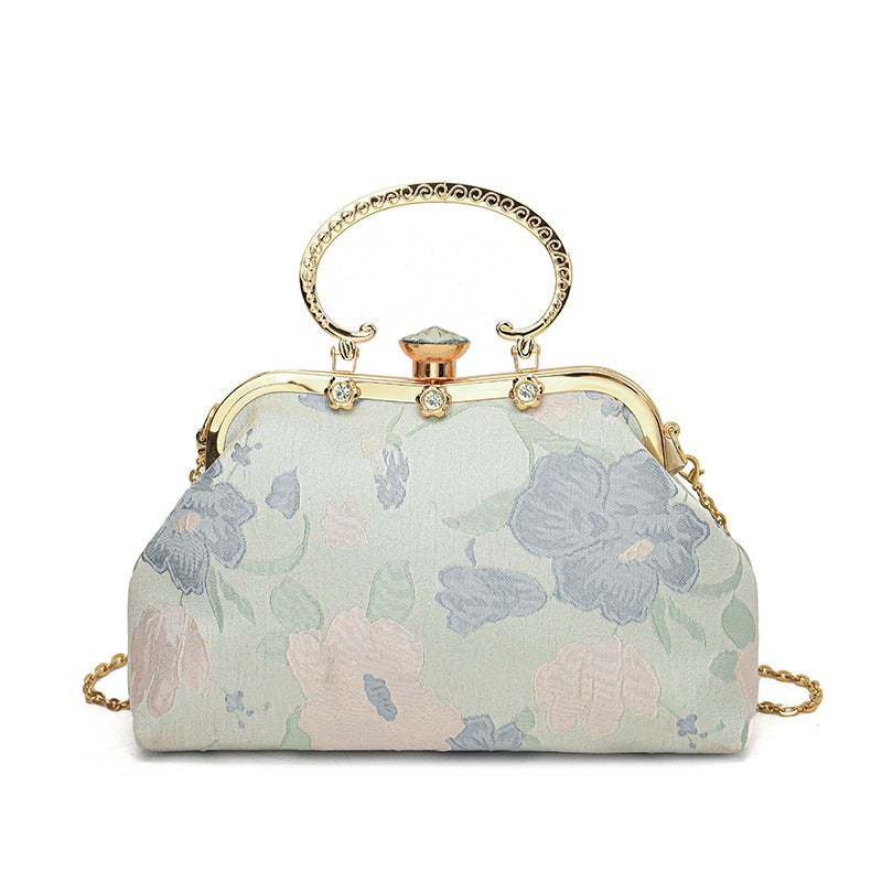 2023 Spring And Chinese Style Fresh Artistic National Style Retro Hand Carrying Women'S Bag Flower Chain Clip Women'S Bag - Image 1