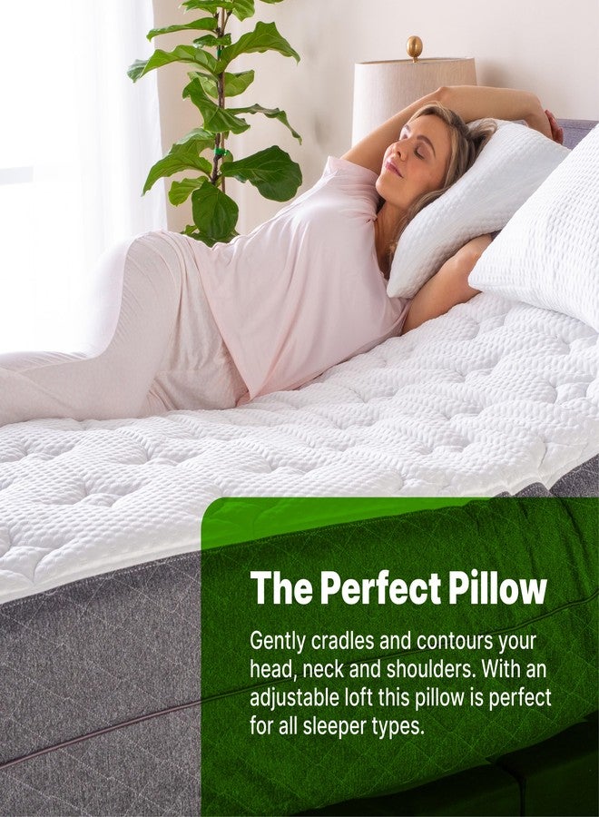 GhostBed Shredded Memory Foam Pillow with Adjustable Gel Memory Foam and Cooling Breathable Cover - Standard Size Shredded Memory Foam Pillows CertiPUR-US Certified 2-Pack - Image 3