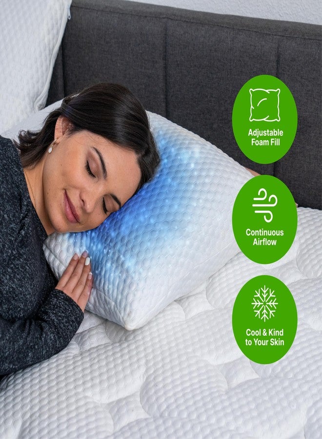 GhostBed Shredded Memory Foam Pillow with Adjustable Gel Memory Foam and Cooling Breathable Cover - Standard Size Shredded Memory Foam Pillows CertiPUR-US Certified 2-Pack - Image 5